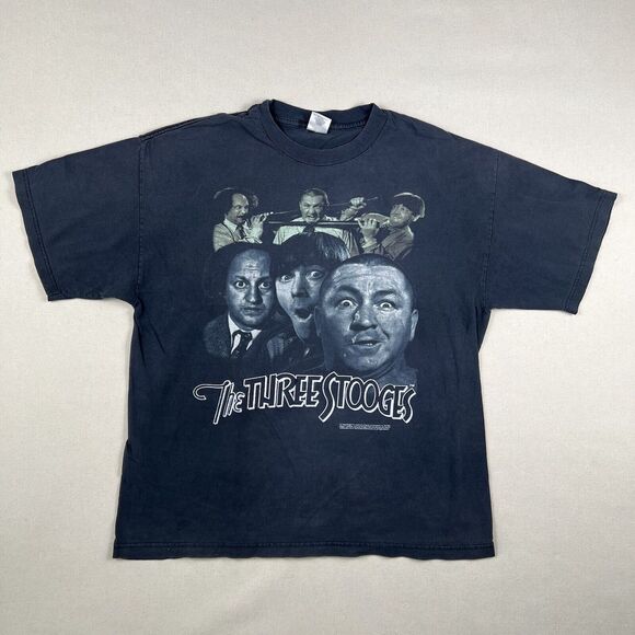 Vintage 90s The Three Stooges Shirt Men’s‎ XL Black Short Sleeve Tee - Picture 1 of 16